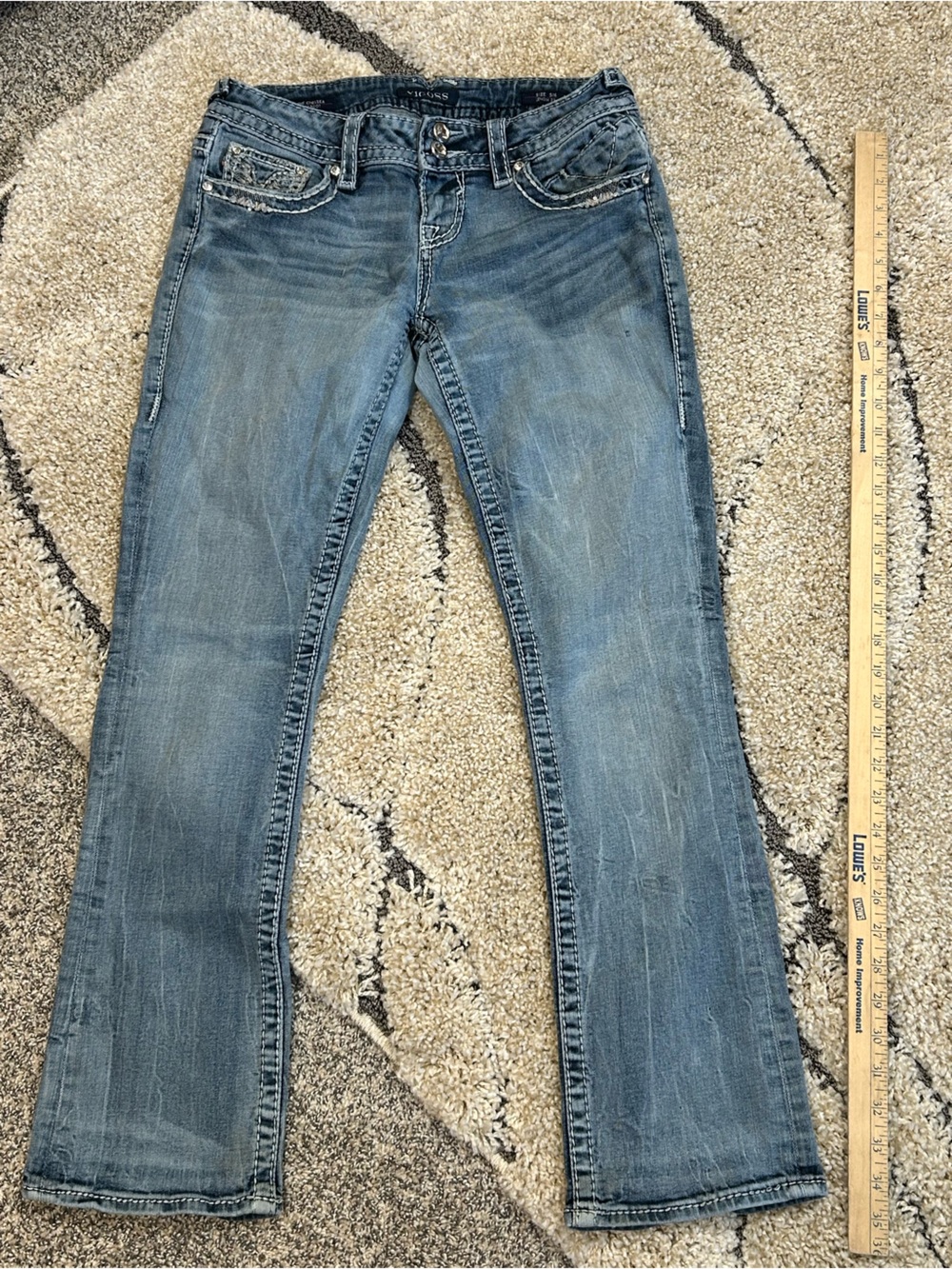 Vigoss Women's Blue Mid-Rise Straight Jeans 5/6
